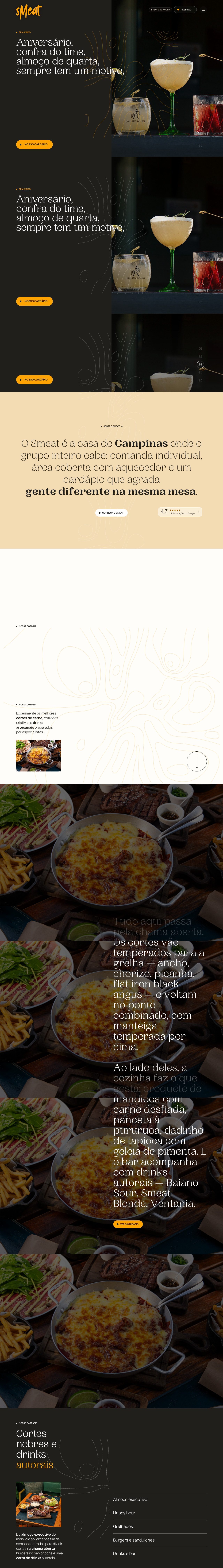 Site do Smeat Gastrobar — página completa
